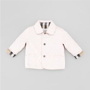 Burberry infant girls Check-Lined Quilted Jacket, Ice Pink, 6 Months